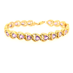 Pre Owned 9ct Amethyst Set Bracelet ZV84